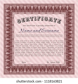 Red Certificate template. Detailed. Printer friendly. Lovely design. 