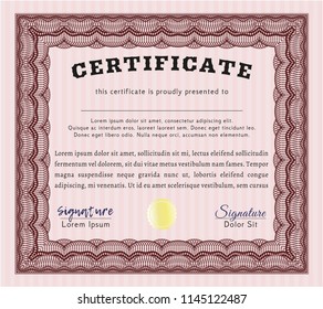 Red Certificate template. Detailed. Printer friendly. Modern design. 