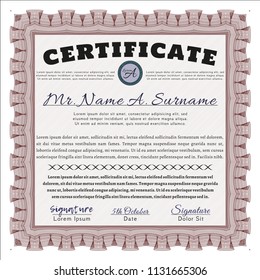 Red Certificate template or diploma template. Artistry design. With guilloche pattern. Customizable, Easy to edit and change colors. 