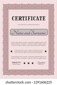 Red Certificate template or diploma template. Artistry design. Customizable, Easy to edit and change colors. With great quality guilloche pattern. 