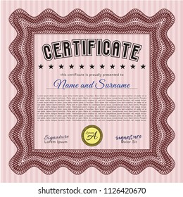 Red Certificate template or diploma template. With background. Customizable, Easy to edit and change colors. Money Pattern design. 