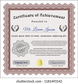 Red Certificate template or diploma template. With background. Good design. Detailed. 