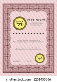 Red Certificate template or diploma template. With background. Nice design. Customizable, Easy to edit and change colors. 