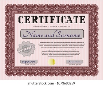  Red Certificate template or diploma template. Complex background. Customizable, Easy to edit and change colors. Money design. 