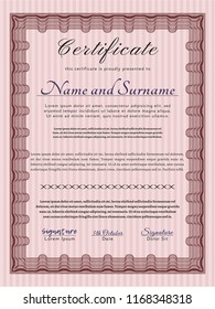 Red Certificate template or diploma template. Complex background. Customizable, Easy to edit and change colors. Modern design. 