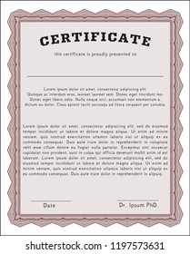 Red Certificate template or diploma template. Complex background. Good design. Customizable, Easy to edit and change colors. 