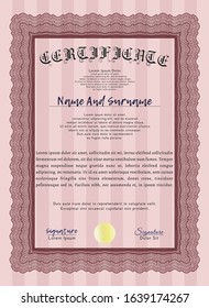 Red Certificate template or diploma template. With complex linear background. Customizable, Easy to edit and change colors. Money style design. 