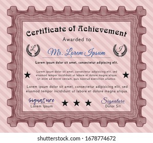 Red Certificate template or diploma template. Cordial design. With guilloche pattern. Customizable, Easy to edit and change colors. 