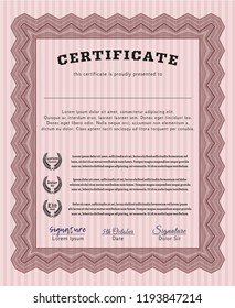 Red Certificate template or diploma template. Customizable, Easy to edit and change colors. With guilloche pattern and background. Money style design. 