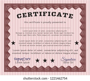 Red Certificate template or diploma template. Customizable, Easy to edit and change colors. With great quality guilloche pattern. Nice design. 