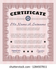 Red Certificate template or diploma template. Customizable, Easy to edit and change colors. With quality background. Money Pattern. 