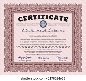 Red Certificate template or diploma template. Detailed. Easy to print. Superior design. 