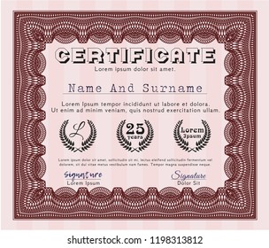 Red Certificate template or diploma template. Detailed. Easy to print. Good design. 