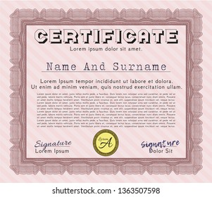 Red Certificate template or diploma template. Easy to print. Money Pattern design. Customizable, Easy to edit and change colors. 