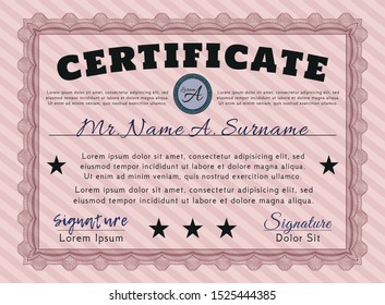 Red Certificate template or diploma template. Easy to print. Detailed. Money design. 