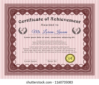 Red Certificate template or diploma template. Elegant design. Customizable, Easy to edit and change colors. With background. 