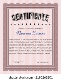 Red Certificate template or diploma template.  Elegant design.  Complex background.   