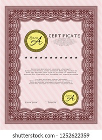 Red Certificate template or diploma template. Good design. Customizable, Easy to edit and change colors. With linear background. 