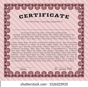Red Certificate template or diploma template. With great quality guilloche pattern. Perfect design. Vector illustration. 