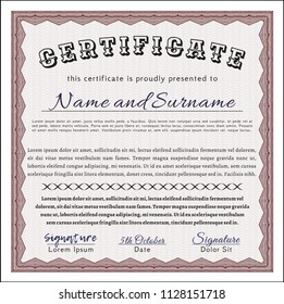 Red Certificate template or diploma template. With guilloche pattern. Customizable, Easy to edit and change colors. Artistry design. 
