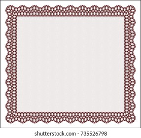 Red Certificate template or diploma template. With guilloche pattern and background. Customizable, Easy to edit and change colors. Perfect design. 