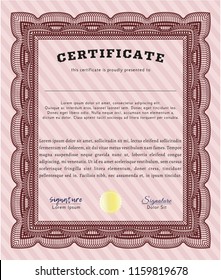 Red Certificate template or diploma template. With linear background. Lovely design. Customizable, Easy to edit and change colors. 