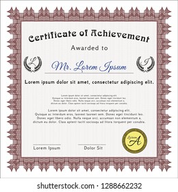 Red Certificate template or diploma template. With linear background. Customizable, Easy to edit and change colors. Money design. 