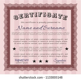 Red Certificate template or diploma template. Perfect design. Complex background. Customizable, Easy to edit and change colors. 