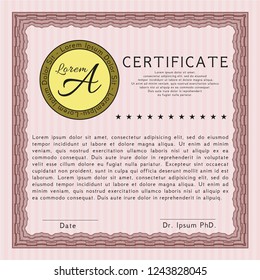 Red Certificate template or diploma template. Perfect design. With background. Customizable, Easy to edit and change colors. 