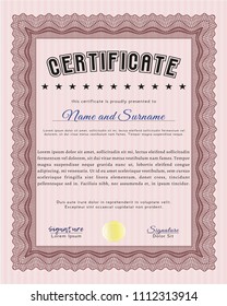  Red Certificate template or diploma template. Printer friendly. Detailed. Money style design. 
