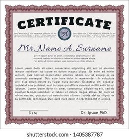 Red Certificate template or diploma template. Printer friendly. Customizable, Easy to edit and change colors. Modern design. 