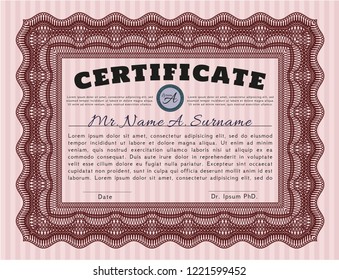 Red Certificate template or diploma template. With quality background. Customizable, Easy to edit and change colors. Money design. 