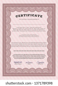 Red Certificate template or diploma template. With quality background. Sophisticated design. Customizable, Easy to edit and change colors. 