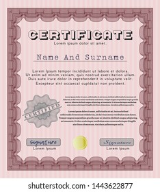 Red Certificate template or diploma template. With quality background. Money design. Detailed. 