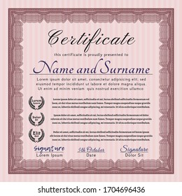 Red Certificate template or diploma template.  Superior design.    