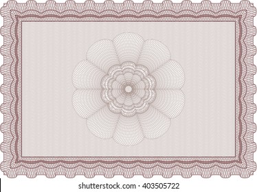 Red Certificate template or diploma template. Vector pattern that is used in currency and diplomas.Complex background. Superior design. 