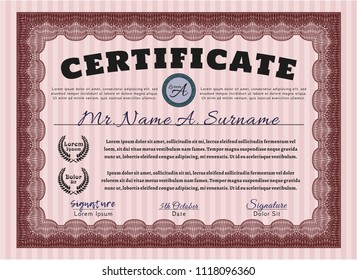 Red Certificate template. Easy to print. Nice design. Customizable, Easy to edit and change colors. 