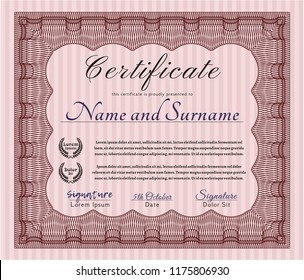 Red Certificate template. Easy to print. Excellent design. Customizable, Easy to edit and change colors. 