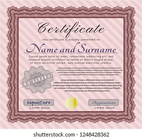 Red Certificate template. Easy to print. Sophisticated design. Detailed. 