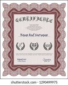 Red Certificate template. Easy to print. Vector illustration. Money design. 