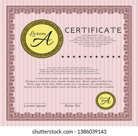 Red Certificate template. Easy to print. Money design. Detailed. 