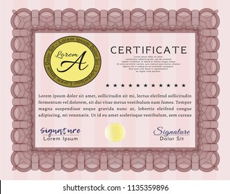 Red Certificate template. Elegant design. With complex background. Vector illustration. 
