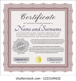 Red Certificate template. Elegant design. With guilloche pattern and background. Detailed. 