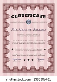 Red Certificate template. Elegant design. Printer friendly. Vector illustration. 
