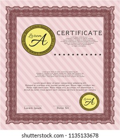 Red Certificate template. Excellent design. Detailed. Easy to print. 