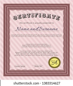 Red Certificate template. Excellent design. Customizable, Easy to edit and change colors. With complex background. 