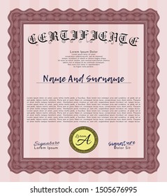 Red Certificate template. Excellent design. With linear background. Customizable, Easy to edit and change colors. 