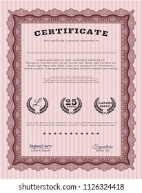 Red Certificate template. With great quality guilloche pattern. Customizable, Easy to edit and change colors. Nice design. 