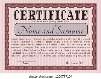 Red Certificate template. With great quality guilloche pattern. Detailed. Money Pattern. 