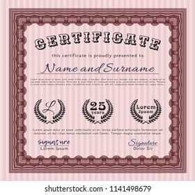 Red Certificate template. With guilloche pattern and background. Cordial design. Customizable, Easy to edit and change colors. 